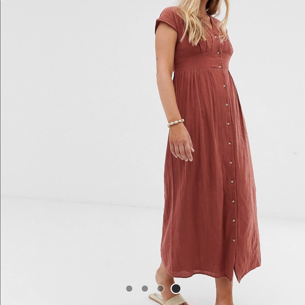 Vera Moda button front textured cotton maxi dress
